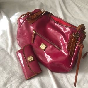 Dooney & Bourne Cranberry Patent Bag & Wallet